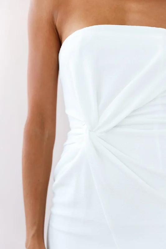 Prom Queen Bandeau Midi Dress White