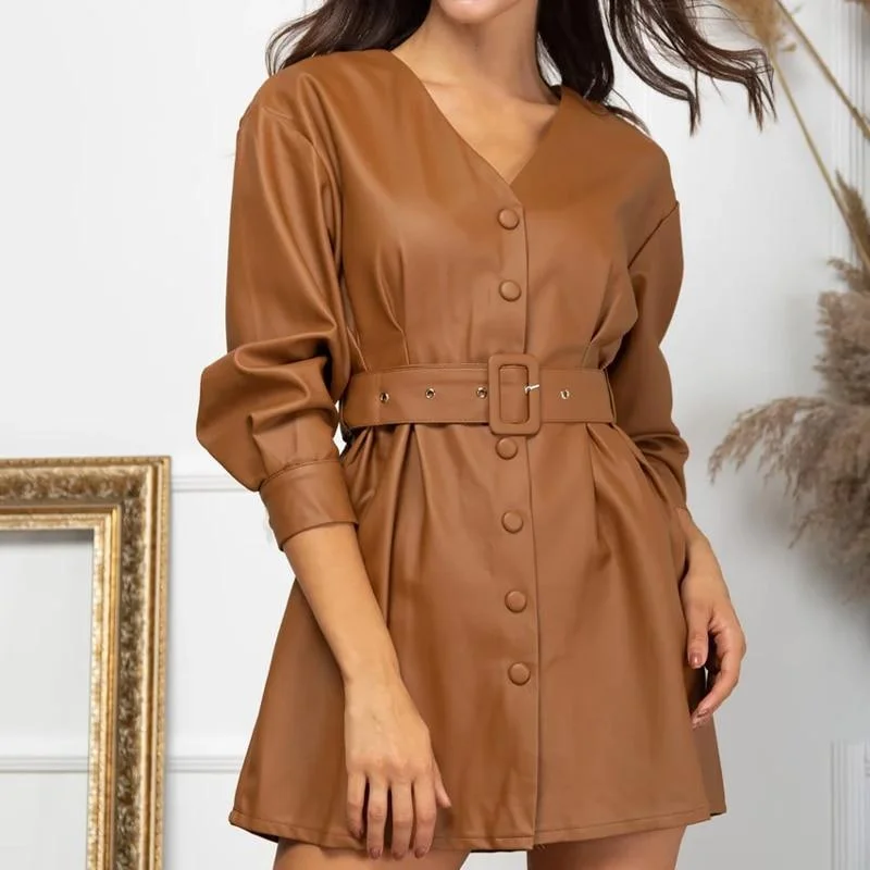 FashionSierra - Women Batwing Sleeve Fashion Belt High Waist Mini Dress