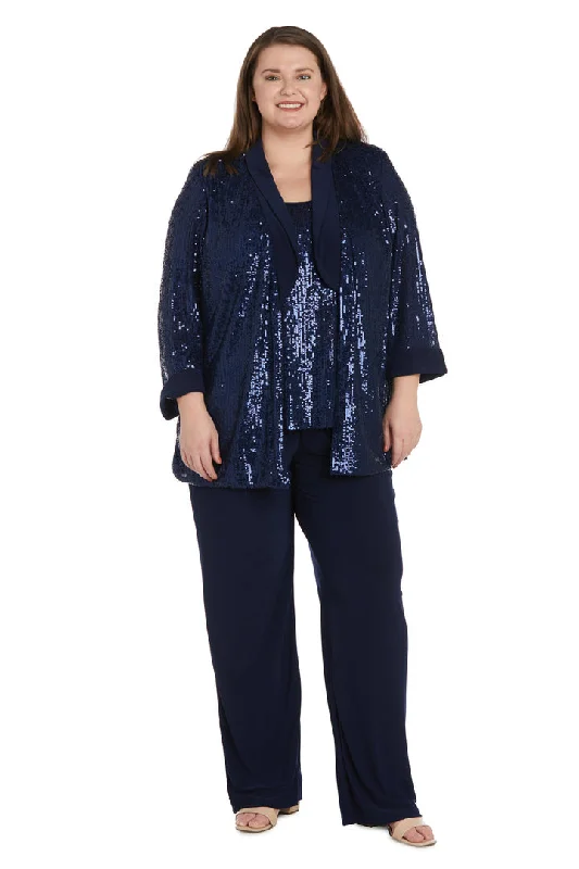 R&M Richards 2478W Plus Size Sequin Jacket Pant Suit Set