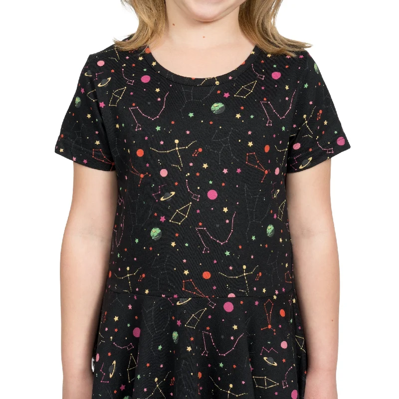 Rainbow Constellations Glow-in-the-Dark Kids Twirl Dress