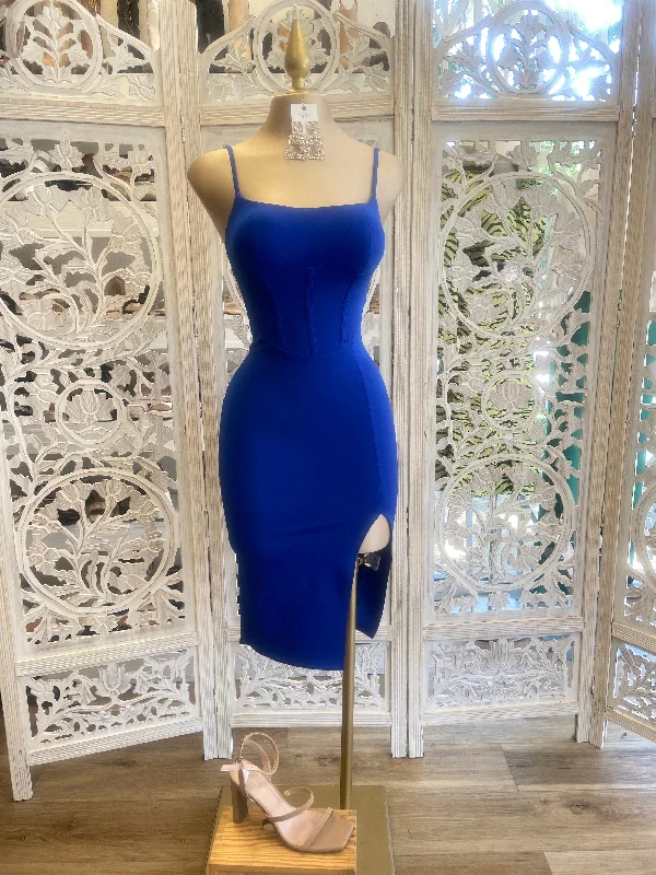 Royal Blue Slit Corset Style Dress