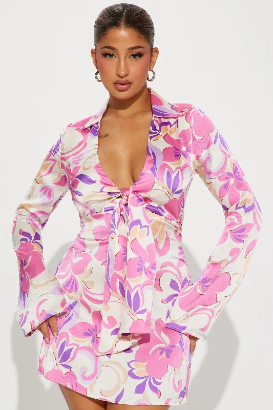 Summer Groove Mini Dress - Pink/combo