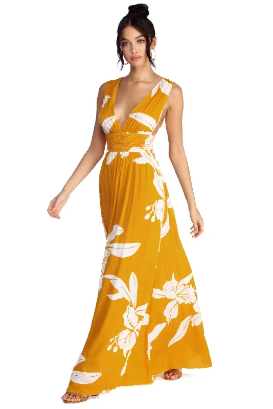 Take The Plunge Floral Maxi Dress