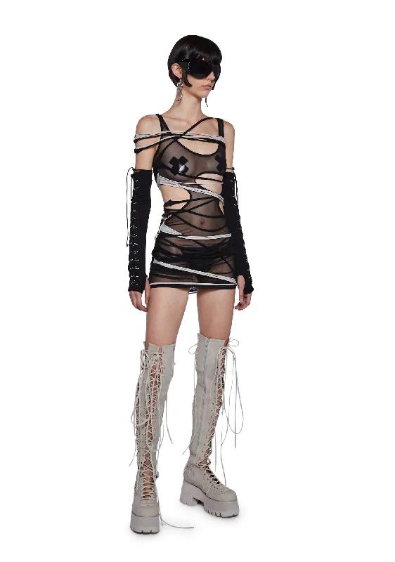 Tempo Two-Tone Shredded Dress