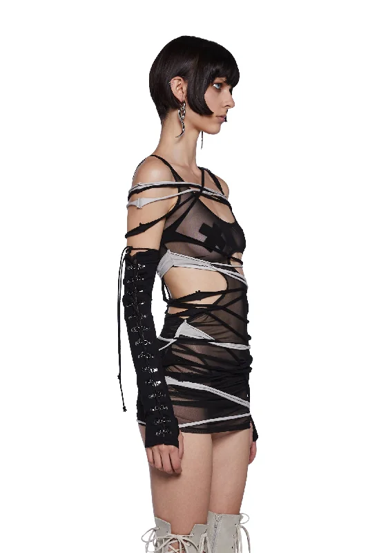 Tempo Two-Tone Shredded Dress