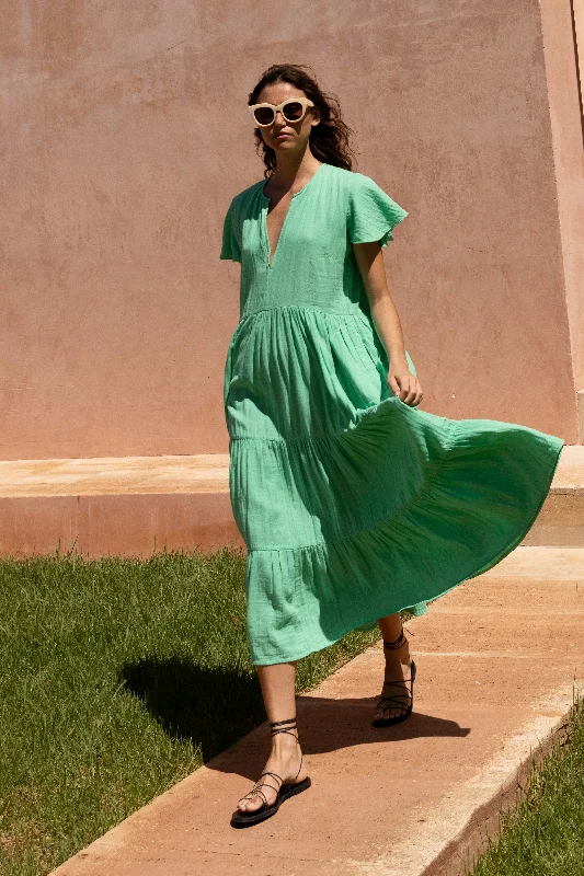 V-Neck Maxi- Bahama Green