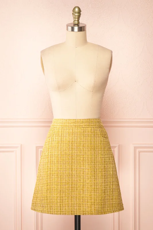 Aroubel | Short Yellow Tweed Skirt