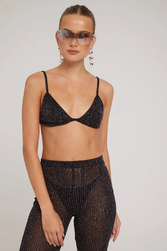 Luck & Trouble Flashy Glitter Bralette Black