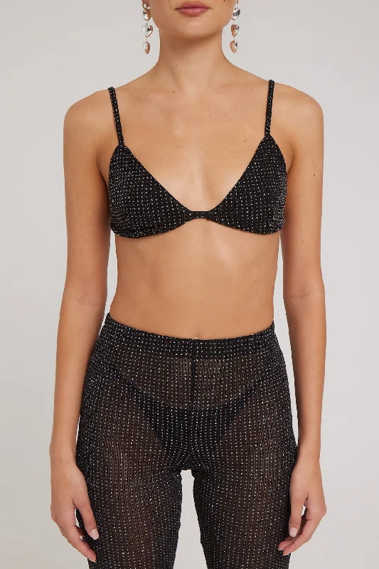 Luck & Trouble Flashy Glitter Bralette Black