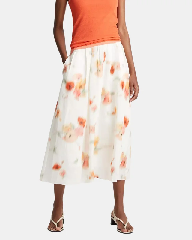 POPPY BLUR GATHERED SKIRT IN CREAM DUSK