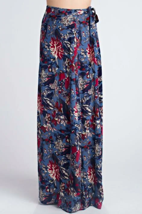 Rory Blue Floral Maxi Wrap Skirt