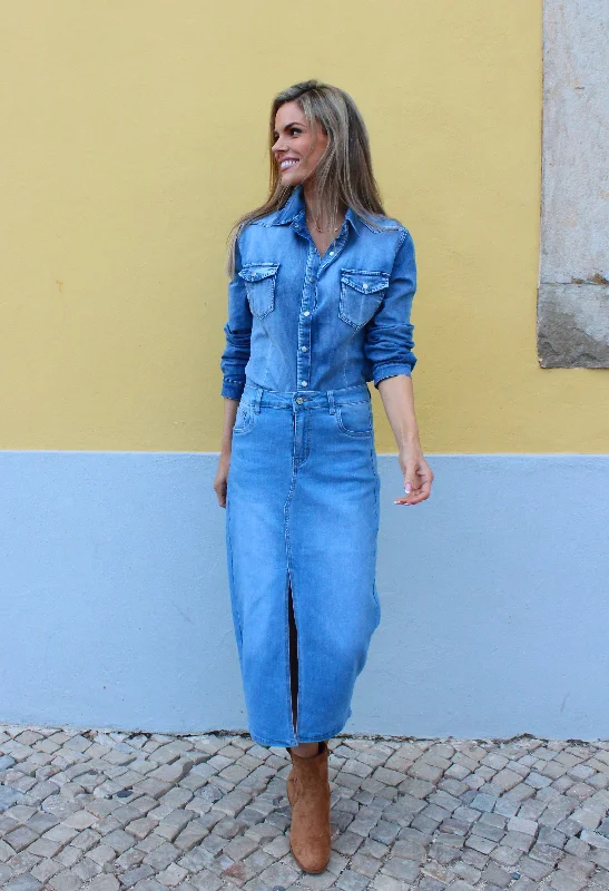 Denim Midi Skirt