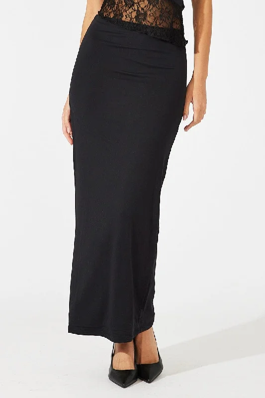 Black Supersoft Slim Fit Maxi Skirt