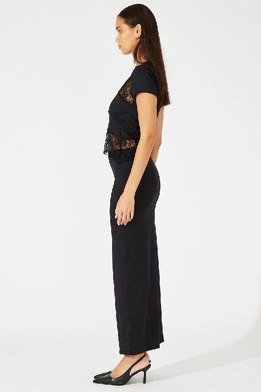 Black Supersoft Slim Fit Maxi Skirt