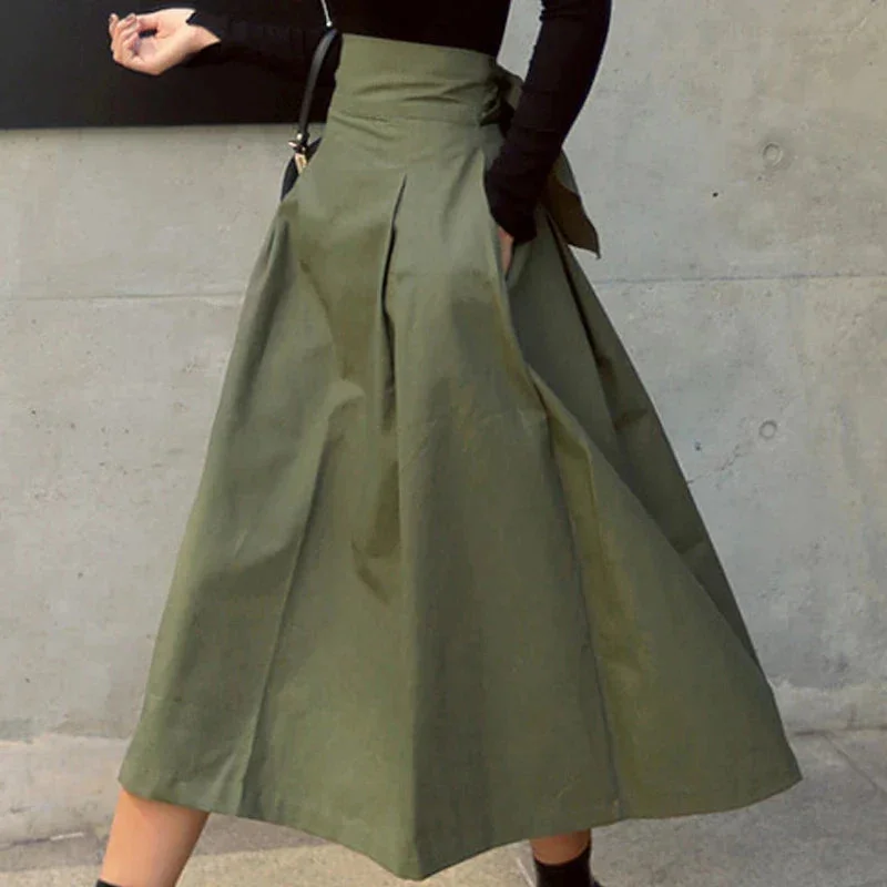 Korean Fashion Swing Bow Slim Long Skirt