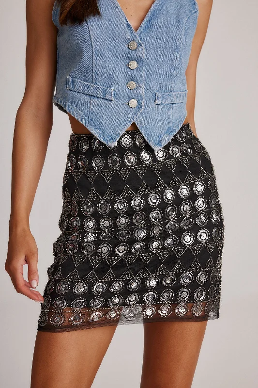 Dynamo Black Sequin Mini Skirt