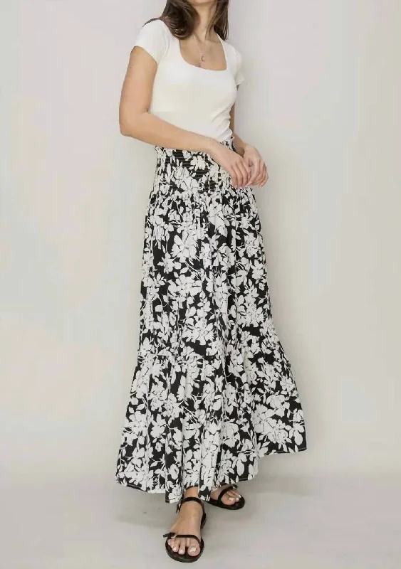 Floral Maxi Skirt In Black