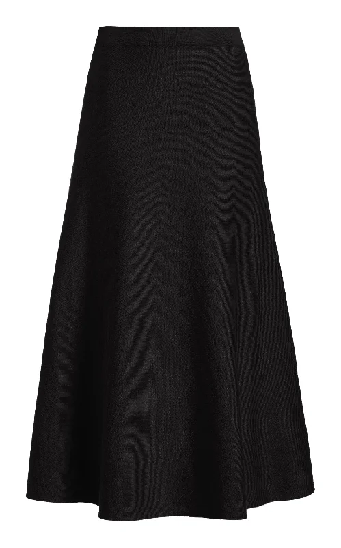 Freddie Knit Skirt in Black Merino Wool Cashmere