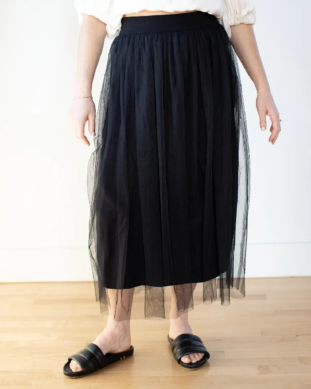 Gathered Skirt With Tulle In Black