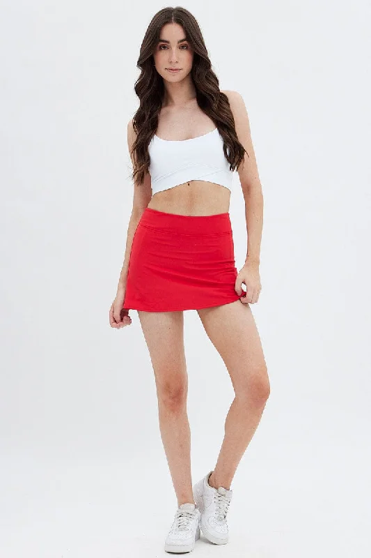 Red Tennis Skirt Mini Active