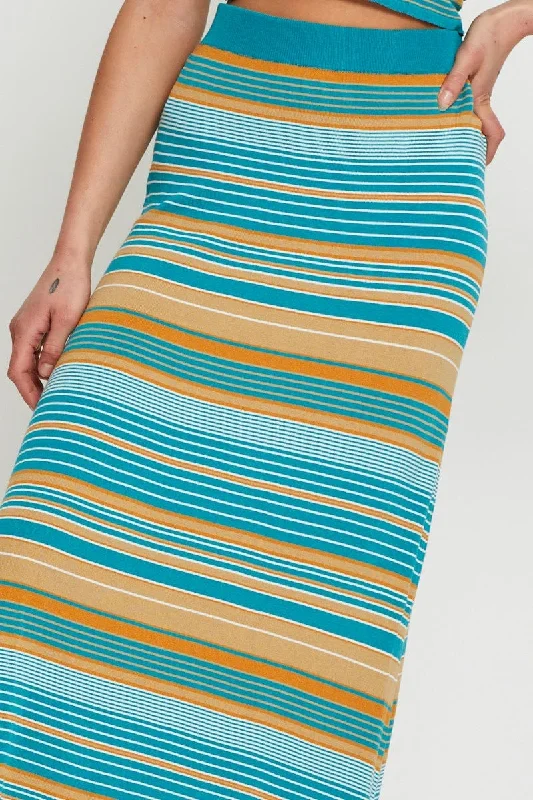 Stripe Knit Skirt Maxi