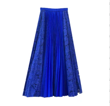 TWOTWINSTYLE High Quality Pleated Splicing Lace Fashion Summer Women Cotton Skirts 2023